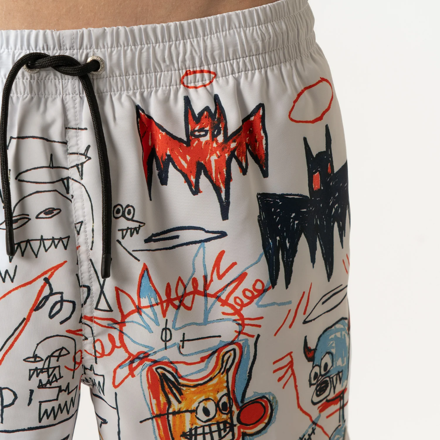 Basquiat Batman Swim Shorts - White - Image 5