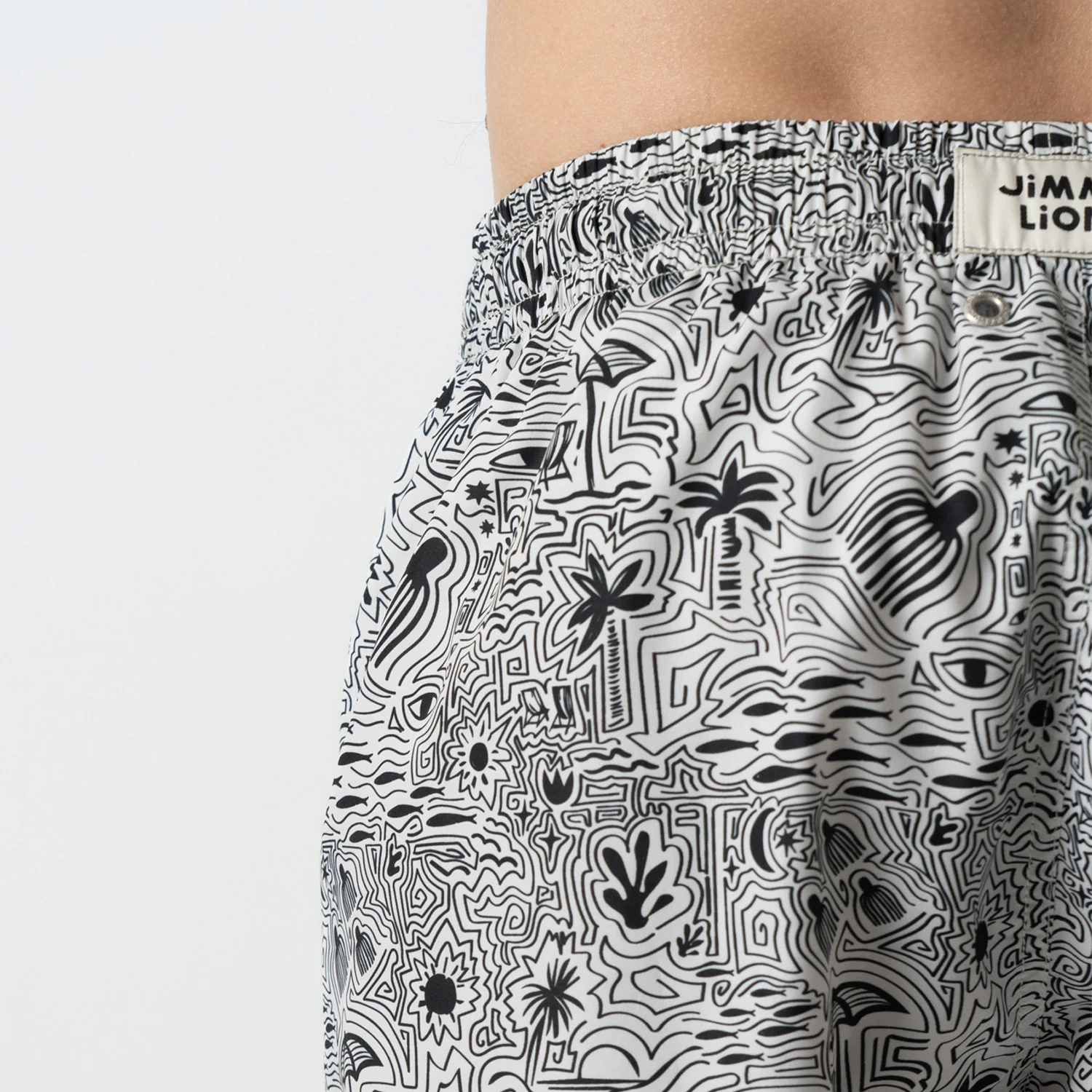 Beach Journal Swim Shorts - Off White Black - Image 5