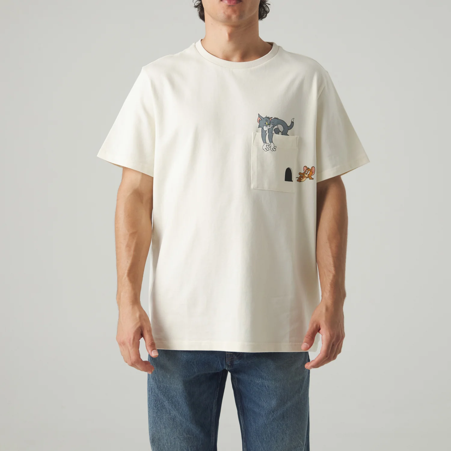 Tom and Jerry Pocket Tee - Beige - Image 2