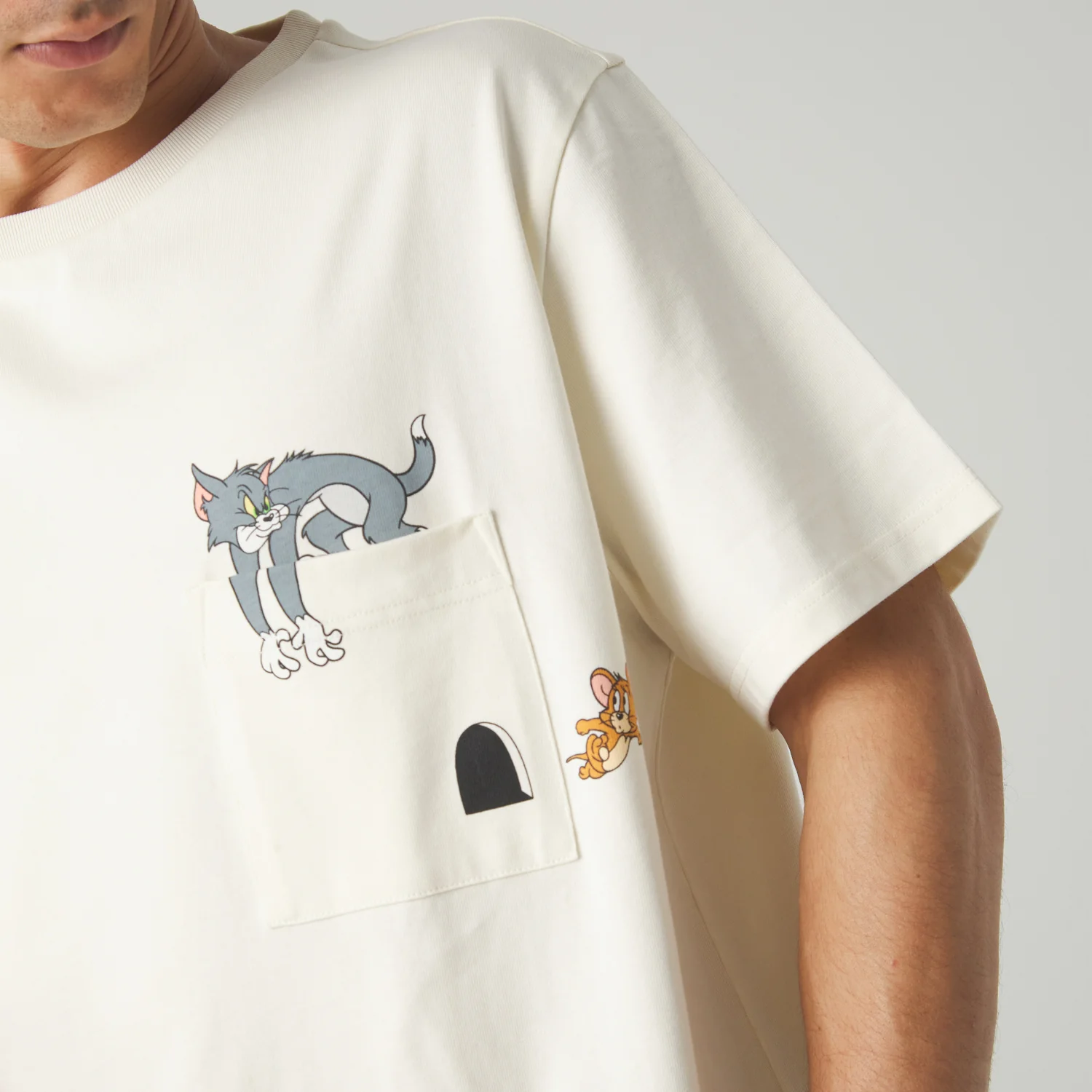 Tom and Jerry Pocket Tee - Beige - Image 3