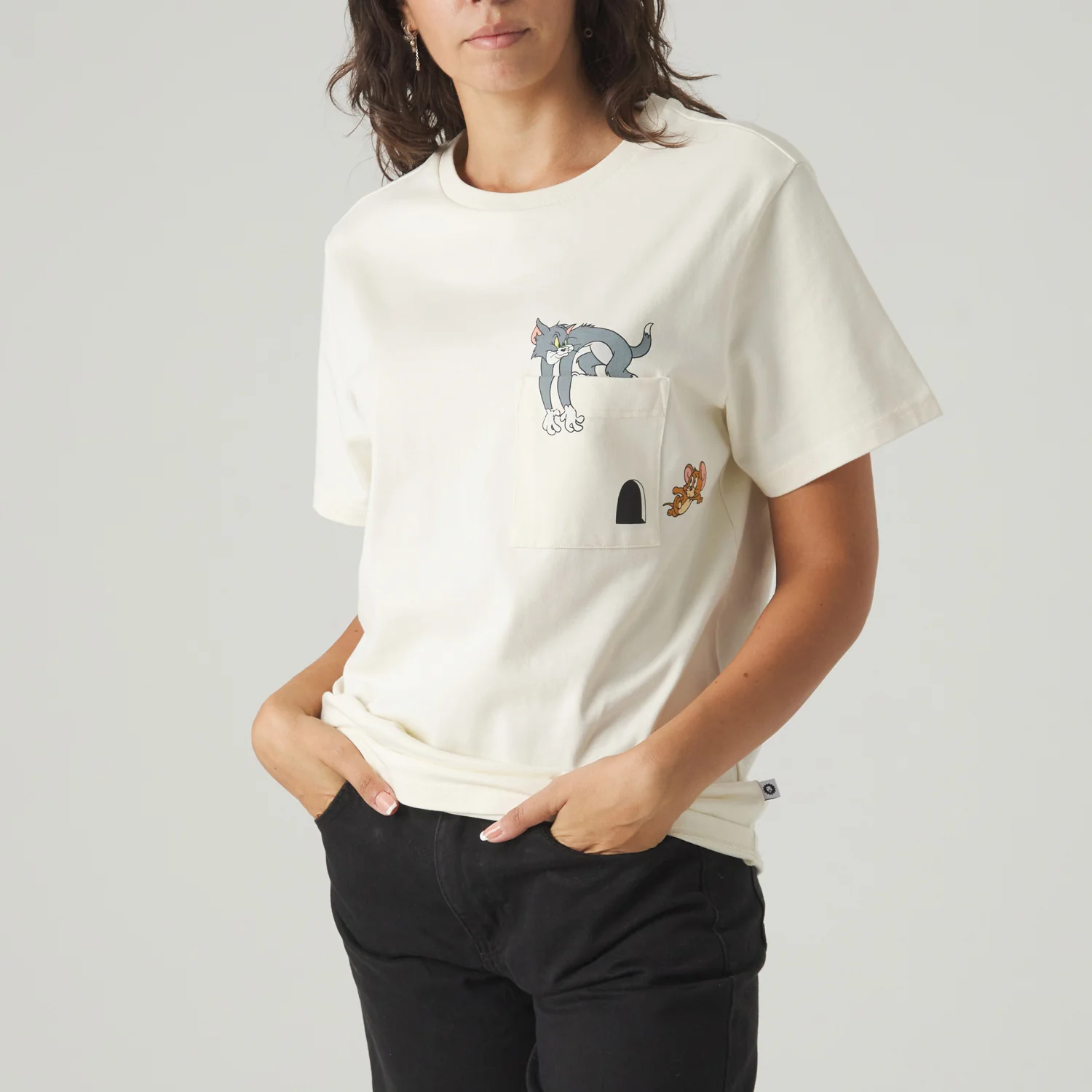 Tom and Jerry Pocket Tee - Beige - Image 4