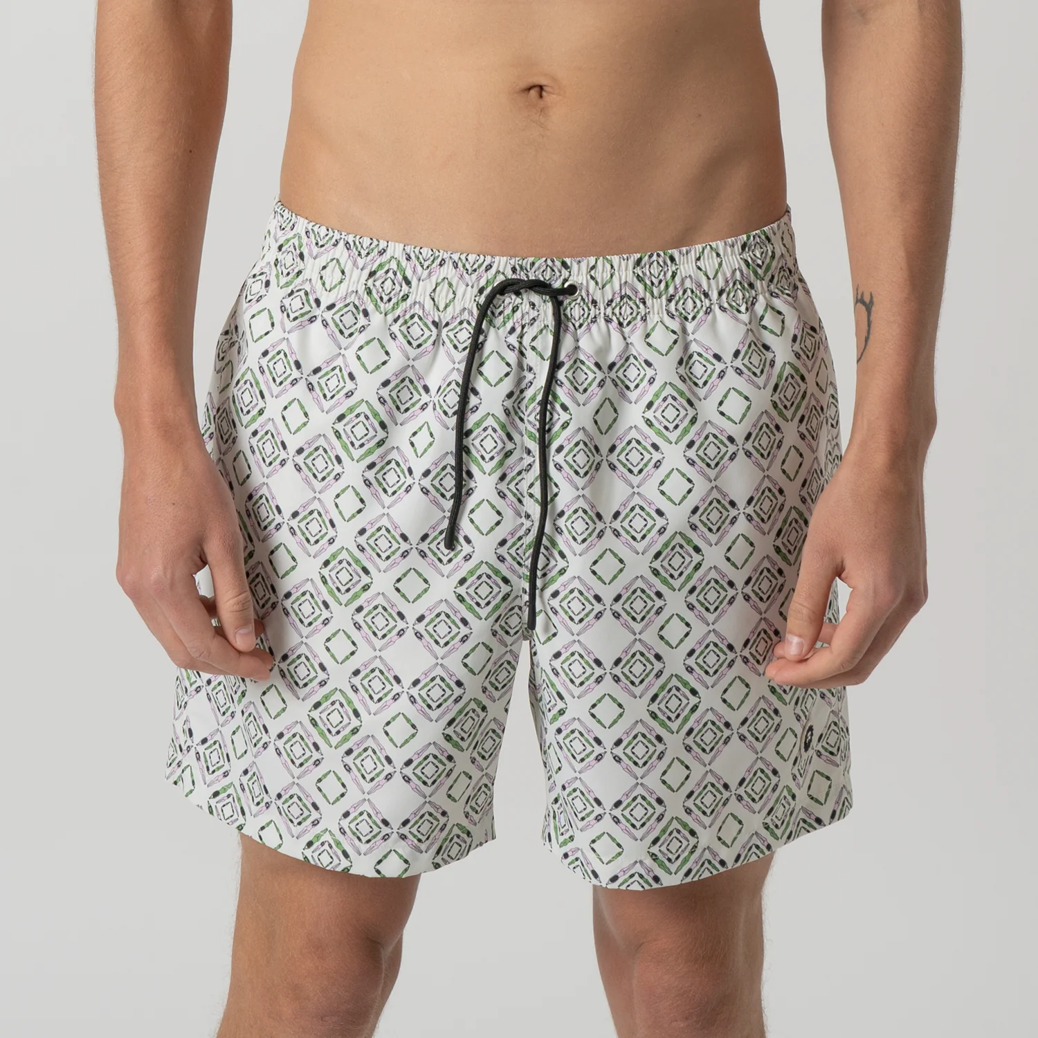 Geometric Swimmers Swim Shorts - Beige - Image 3