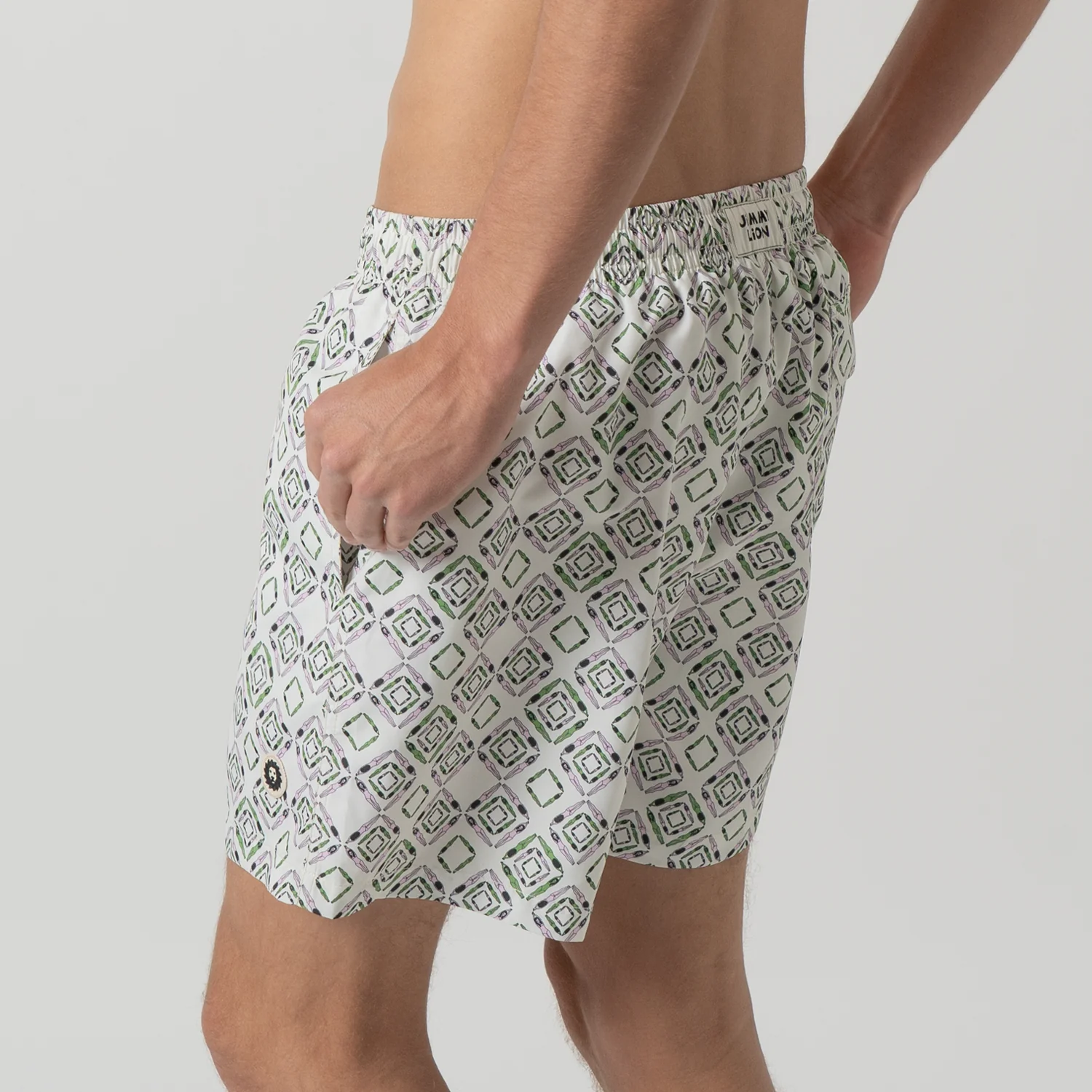 Geometric Swimmers Swim Shorts - Beige - Image 4