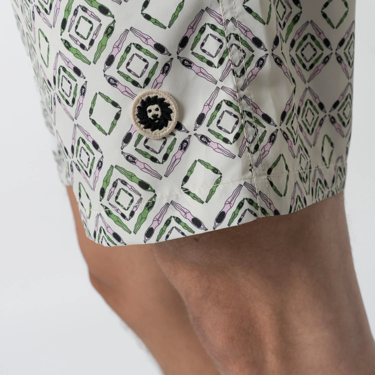 Geometric Swimmers Swim Shorts - Beige - Image 5