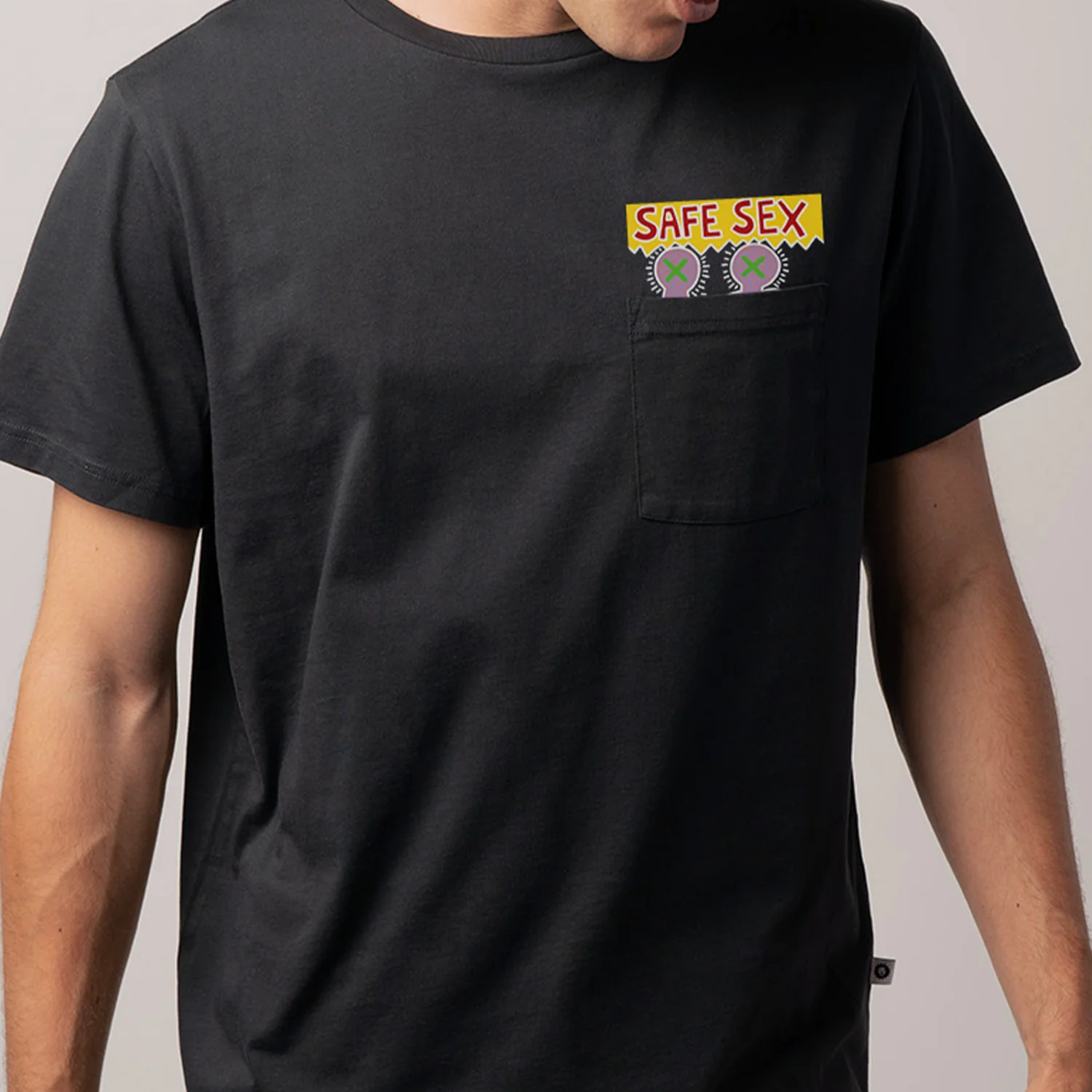 Safe Sex Pocket Tee - Black - Image 3