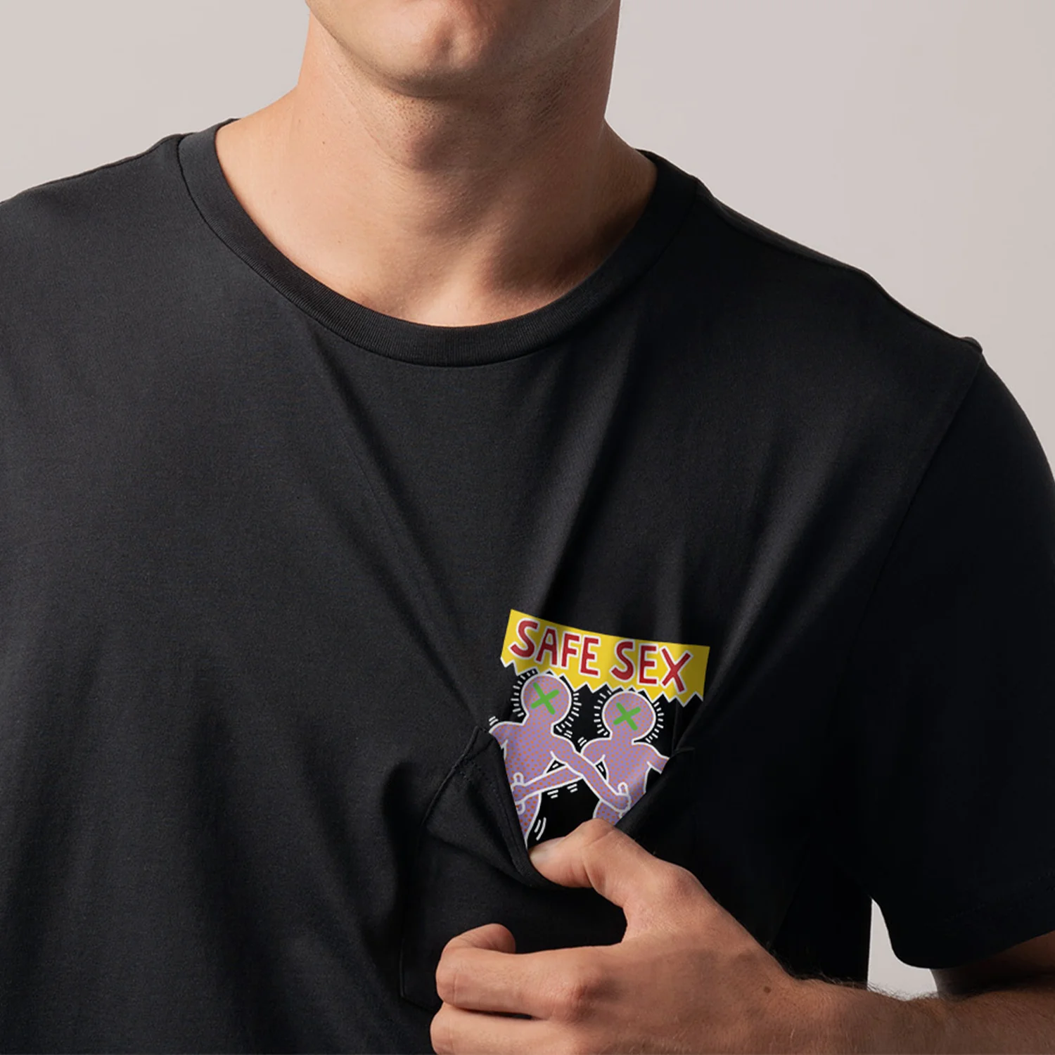 Safe Sex Pocket Tee - Black - Image 7