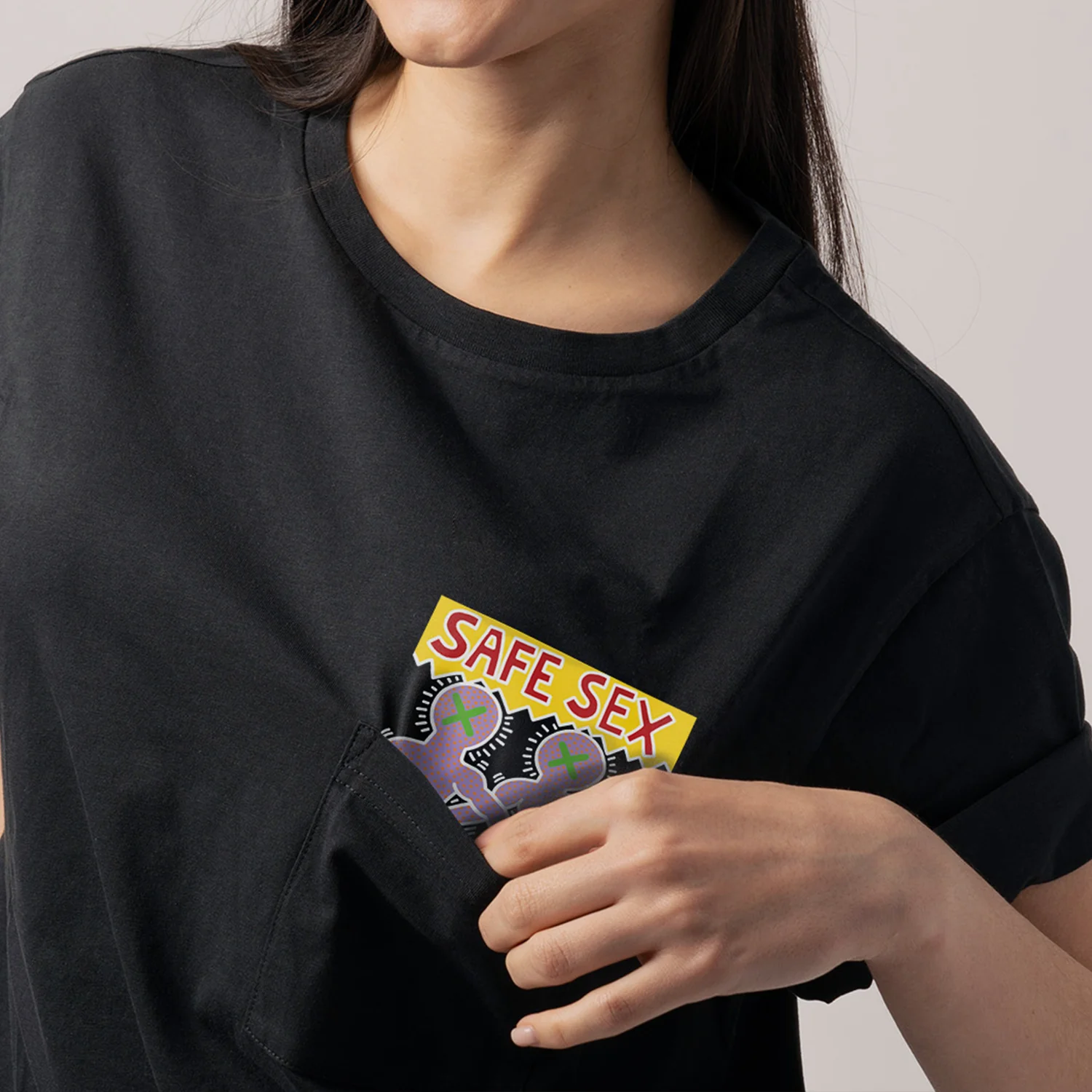 Safe Sex Pocket Tee - Black - Image 8