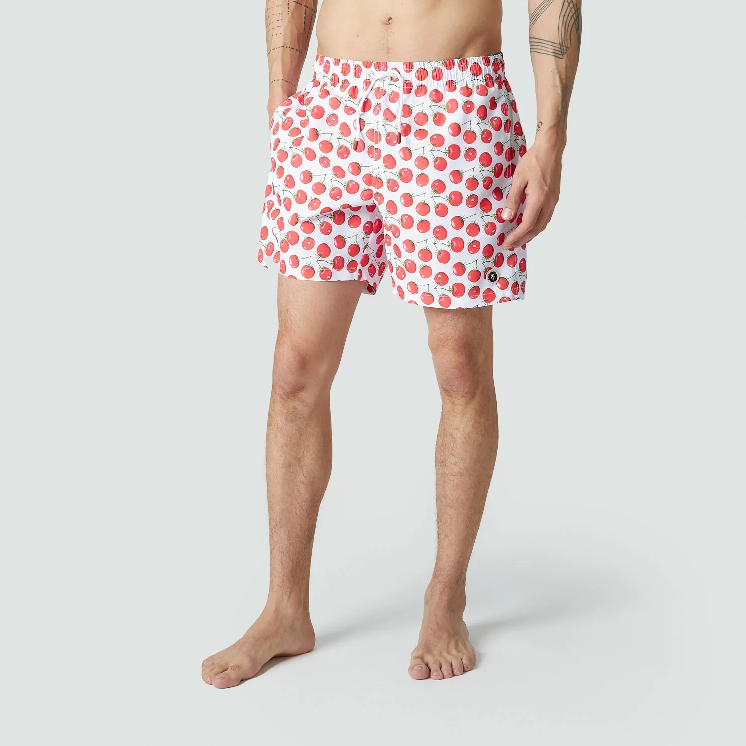 Tomatoes Swim Shorts - White and Red - Image 3
