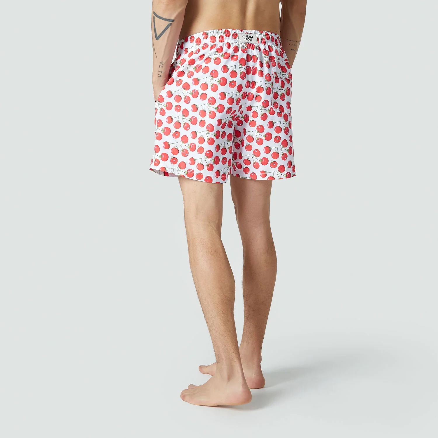 Tomatoes Swim Shorts - White and Red - Image 4